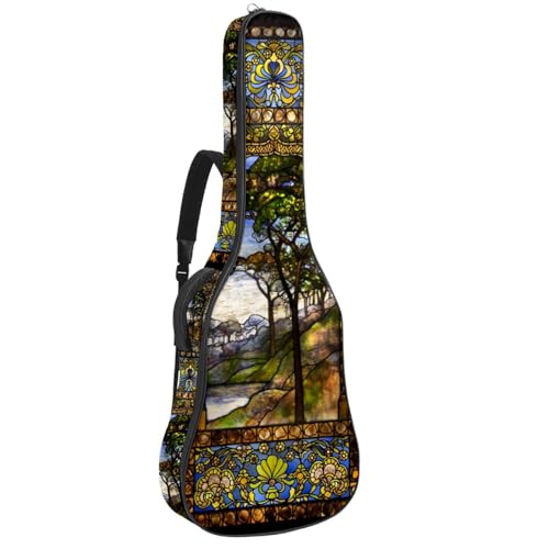 Eslifey Tasche für Akustikgitarre, Dinosaurier, verstellbarer Schultergurt, Gitarrenkoffer, Gigbag 101,6 cm, 104,4 cm, 106,7 cm, Mehrfarbig 4, 42.9x16.9x4.7 in, Taschen-Organizer von Eslifey