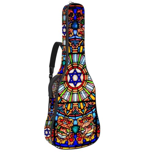 Eslifey Tasche für Akustikgitarre, Dinosaurier, verstellbarer Schultergurt, Gitarrenkoffer, Gigbag 101,6 cm, 104,4 cm, 106,7 cm, Mehrfarbig 8, 42.9x16.9x4.7 in, Taschen-Organizer von Eslifey