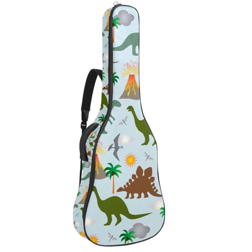 Eslifey Tasche für Akustikgitarre, Dinosaurier-Szene, verstellbarer Schultergurt, Gitarrenkoffer, Gigbag 101,6 cm, 104,4 cm, 106,7, Mehrfarbig 1, 42.9x16.9x4.7 in, Taschen-Organizer von Eslifey