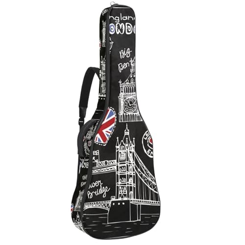 Eslifey Tasche für Akustikgitarre, Dinosaurier-Szene, verstellbarer Schultergurt, Gitarrenkoffer, Gigbag 101,6 cm, 104,4 cm, 106,7, Mehrfarbig 5, 42.9x16.9x4.7 in, Taschen-Organizer von Eslifey
