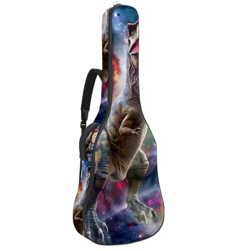 Eslifey Tasche für Akustikgitarre, Dinosaurier auf Galaxie, verstellbarer Schultergurt, Gitarrenkoffer, Gigbag 101,6 cm, 104,7 cm, 106,7 cm, mehrfarbig, 42.9x16.9x4.7 in, Taschen-Organizer von Eslifey