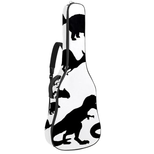 Eslifey Tasche für Akustikgitarre, Schwarz und Weiß, Dinosaurier, verstellbarer Schultergurt, Gitarrenkoffer, Gigbag 101,6 cm, 104,4 cm, 106,7 cm, Mehrfarbig 1, 42.9x16.9x4.7 in, Taschen-Organizer von Eslifey