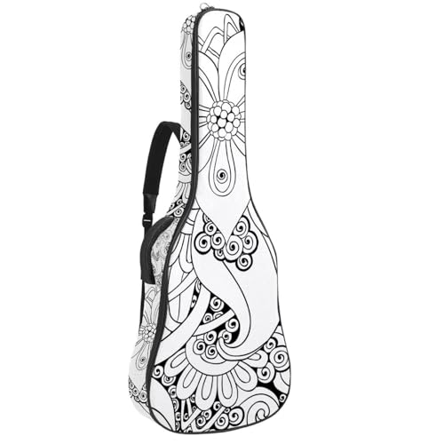 Eslifey Tasche für Akustikgitarre, Schwarz und Weiß, Dinosaurier, verstellbarer Schultergurt, Gitarrenkoffer, Gigbag 101,6 cm, 104,4 cm, 106,7 cm, Mehrfarbig 9, 42.9x16.9x4.7 in, Taschen-Organizer von Eslifey