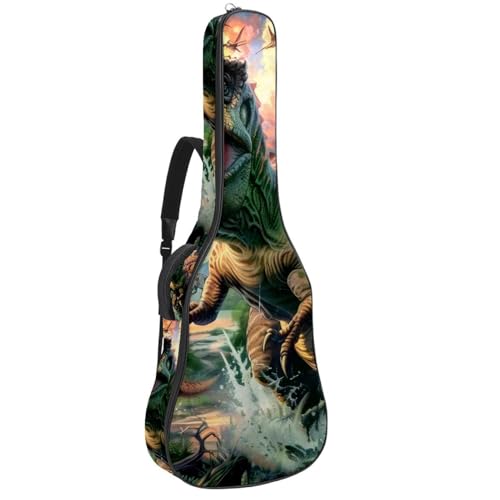 Eslifey Tasche für Akustikgitarre, Tiere, Dinosaurier, Wald, verstellbarer Schultergurt, Gitarrenkoffer, Gigbag 101,6 cm, 104,7 cm, 106,7, mehrfarbig, 42.9x16.9x4.7 in, Taschen-Organizer von Eslifey
