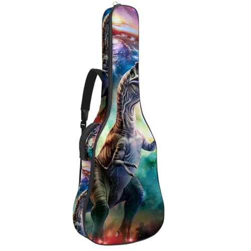 Eslifey Tasche für Akustikgitarre, Universum, Dinosaurier auf Galaxie, verstellbarer Schultergurt, Gitarrenkoffer, Gigbag 101,6 cm, 104,7 cm, 106,7 cm, mehrfarbig, 42.9x16.9x4.7 in, Taschen-Organizer von Eslifey
