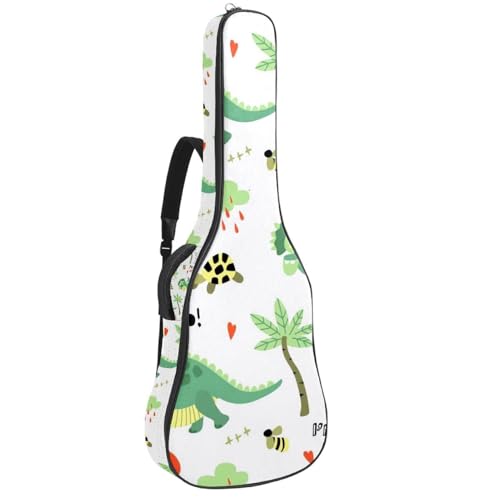 Eslifey Tasche für Akustikgitarre, buntes Dinosaurier-Muster, verstellbarer Schultergurt, Gitarrenkoffer, Gigbag 101,6 cm, 104,4 cm, 106,7, Mehrfarbig 1, 42.9x16.9x4.7 in, Taschen-Organizer von Eslifey