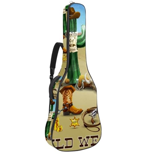 Eslifey Tasche für Akustikgitarre, buntes Dinosaurier-Muster, verstellbarer Schultergurt, Gitarrenkoffer, Gigbag 101,6 cm, 104,4 cm, 106,7, Mehrfarbig 2, 42.9x16.9x4.7 in, Taschen-Organizer von Eslifey