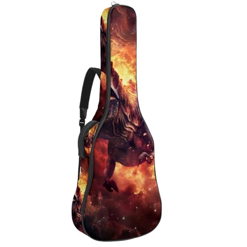 Eslifey Tasche für Akustikgitarre, cooler Dinosaurier auf Galaxie, verstellbarer Schultergurt, Gitarrenkoffer, Gigbag 101,6 cm, 104,7 cm, 106,7 cm, mehrfarbig, 42.9x16.9x4.7 in, Taschen-Organizer von Eslifey