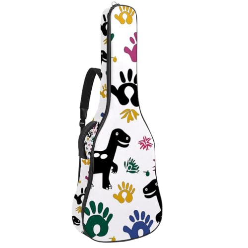 Eslifey Tasche für Akustikgitarre, süßes Dinosaurier-Potenmuster, verstellbarer Schultergurt, Gitarrenkoffer, Gigbag 101,6 cm, 104,4 cm, 106,7 cm, mehrfarbig, 42.9x16.9x4.7 in, Taschen-Organizer von Eslifey