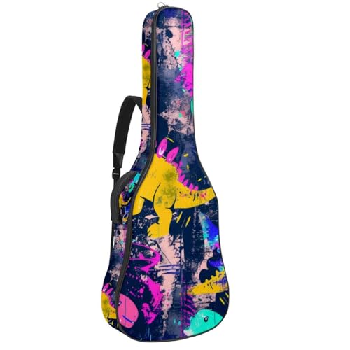 Eslifey Tasche für Akustikgitarre, süßes Tier-Dinosaurier-Muster, verstellbarer Schultergurt, Gitarrenkoffer, Gigbag 101,6 cm, 104,4 cm, 106,7 cm, mehrfarbig, 42.9x16.9x4.7 in, Taschen-Organizer von Eslifey