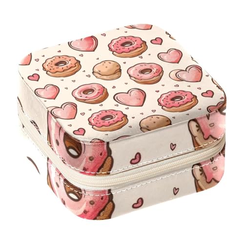 Eslifey Tragbare Mini-Schmuckschatulle für Reisen, süßes Donut-Herz-Muster, kleines Schmucketui für Damen, Leder-Ring-Organizer Eslifey Tragbare Mini-Schmuckschatulle für Reisen, süßes Donut-Herz-Muster, kleines Schmucketui für Damen, Leder-Ring-Organizer von Eslifey