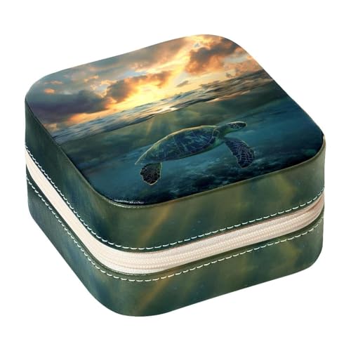 Eslifey Tragbare Mini-Schmuckschatulle für Reisen, zum Schwimmen, Meeresschildkröte, Malerei, kleines Schmuckkästchen für Damen, Leder-Ring-Organizer Eslifey Tragbare Mini-Schmuckschatulle für Reisen, zum Schwimmen, Meeresschildkröte, Malerei, kleines Schmuckkästchen für Damen, Leder-Ring-Organizer von Eslifey