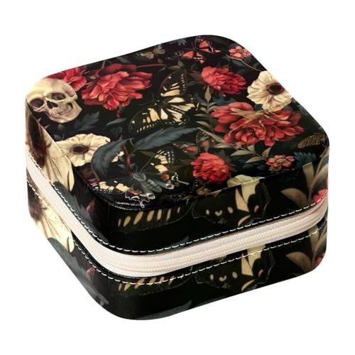Eslifey Tragbare Mini-Schmuckschatulle für unterwegs, Blume, Falke, Motte, Totenkopf, kleines Schmuckkästchen für Damen, Leder-Ring-Organizer Eslifey Tragbare Mini-Schmuckschatulle für unterwegs, Blume, Falke, Motte, Totenkopf, kleines Schmuckkästchen für Damen, Leder-Ring-Organizer von Eslifey