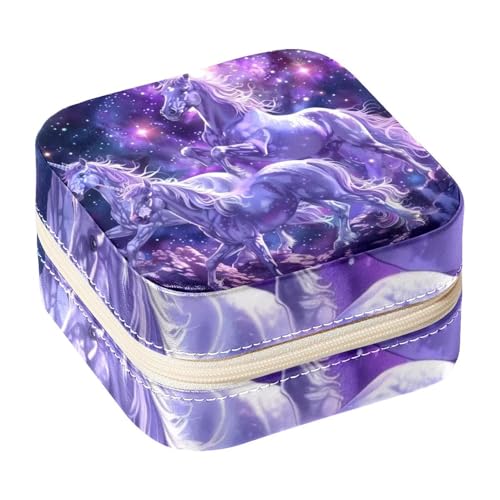 Eslifey Tragbare Mini-Schmuckschatulle für unterwegs, violett, Galaxie, Einhörner, kleines Schmuckkästchen für Damen, Leder-Ring-Organizer Eslifey Tragbare Mini-Schmuckschatulle für unterwegs, violett, Galaxie, Einhörner, kleines Schmuckkästchen für Damen, Leder-Ring-Organizer von Eslifey