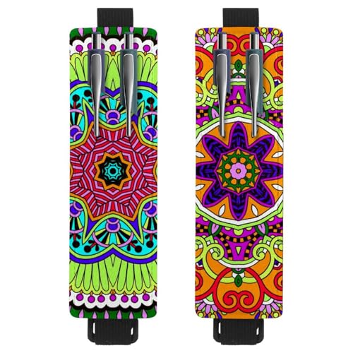 Eslifey Tragbarer Stifthalter, Aquarell-Ente und Pflanze, Stifteetui für 2 oder 3 Stifte, verstellbares Gummiband, abnehmbar, 2 Stück, Multi 16, 6.1x1.8in/15.4x4.6cm von Eslifey