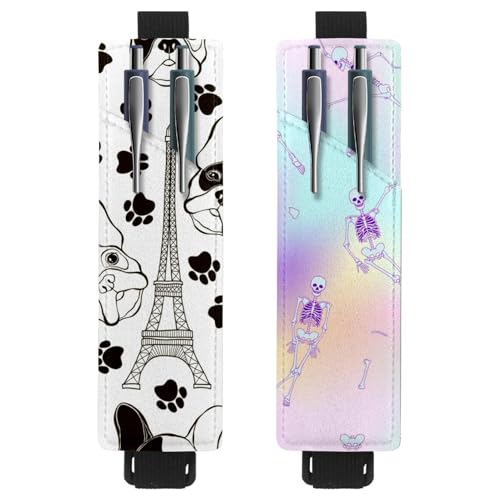 Eslifey Tragbarer Stifthalter, Bananen-Ananas-Palmblatt-Stifthalter, Stifteetui für 2 oder 3 Stifte, verstellbares Gummiband, abnehmbar, 2 Stück, Multi 11, 6.1x1.8in/15.4x4.6cm von Eslifey