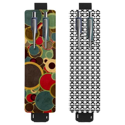 Eslifey Tragbarer Stifthalter, Bananenaffen-Muster, Stifteetui, für 2 oder 3 Stifte, verstellbares Gummiband, abnehmbar, 2 Stück, Multi 11, 6.1x1.8in/15.4x4.6cm von Eslifey