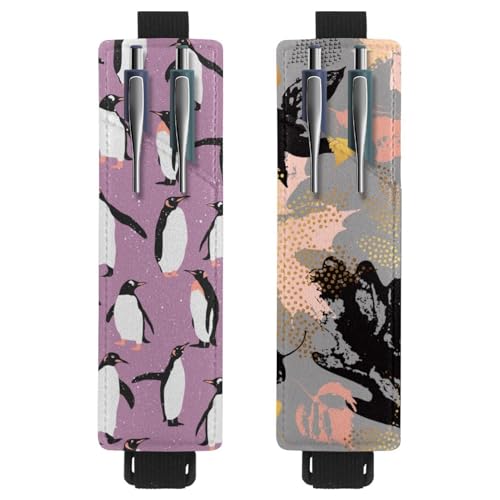 Eslifey Tragbarer Stifthalter, Dackel auf Blumenmuster, Stifthalter, Stifteetui für 2 oder 3 Stifte, verstellbares Gummiband, abnehmbar, 2 Stück, Multi 11, 6.1x1.8in/15.4x4.6cm von Eslifey