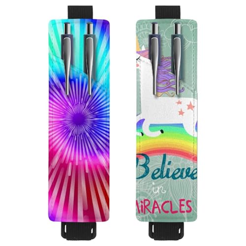 Eslifey Tragbarer Stifthalter, Eisbär-Nacht-Bleistifthalter, Stifteetui für 2 oder 3 Stifte, verstellbares Gummiband, abnehmbar, 2 Stück, Mehrfarbig 10, 6.1x1.8in/15.4x4.6cm von Eslifey