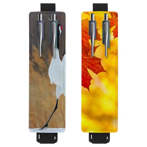 Eslifey Tragbarer Stifthalter, Eisbär-Nacht-Bleistifthalter, Stifteetui für 2 oder 3 Stifte, verstellbares Gummiband, abnehmbar, 2 Stück, mehrfarbig 3, 6.1x1.8in/15.4x4.6cm von Eslifey