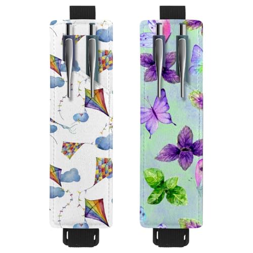 Eslifey Tragbarer Stifthalter, Garten-Muschel-Seestern-Stifthalter, Stifteetui für 2 oder 3 Stifte, verstellbares Gummiband, abnehmbar, 2 Stück, Mehrfabig 8, 6.1x1.8in/15.4x4.6cm von Eslifey