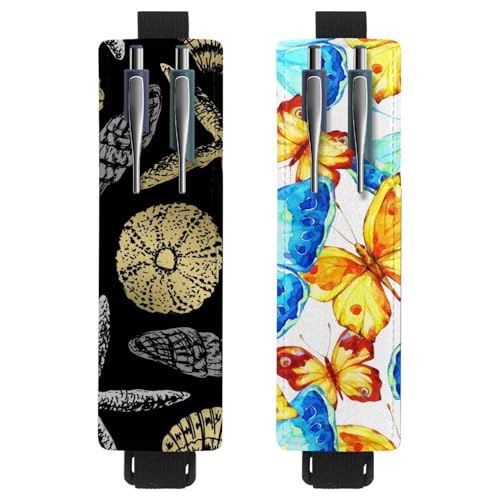 Eslifey Tragbarer Stifthalter, Garten-Muschel-Seestern-Stifthalter, Stifteetui für 2 oder 3 Stifte, verstellbares Gummiband, abnehmbar, 2 Stück, Mehrfarbig 1, 6.1x1.8in/15.4x4.6cm von Eslifey