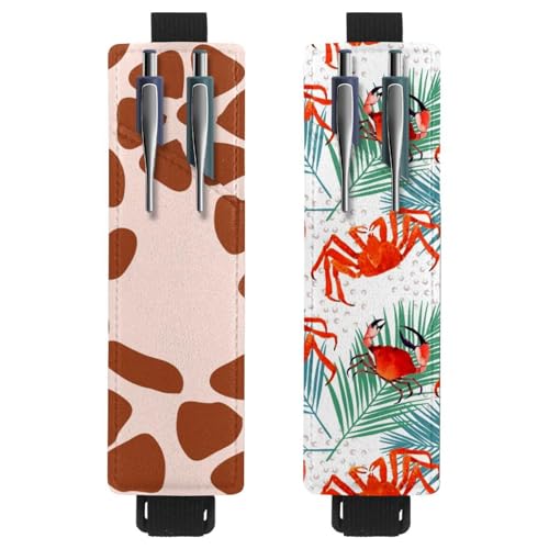 Eslifey Tragbarer Stifthalter, Garten-Muschel-Seestern-Stifthalter, Stifteetui für 2 oder 3 Stifte, verstellbares Gummiband, abnehmbar, 2 Stück, Mehrfarbig 10, 6.1x1.8in/15.4x4.6cm von Eslifey