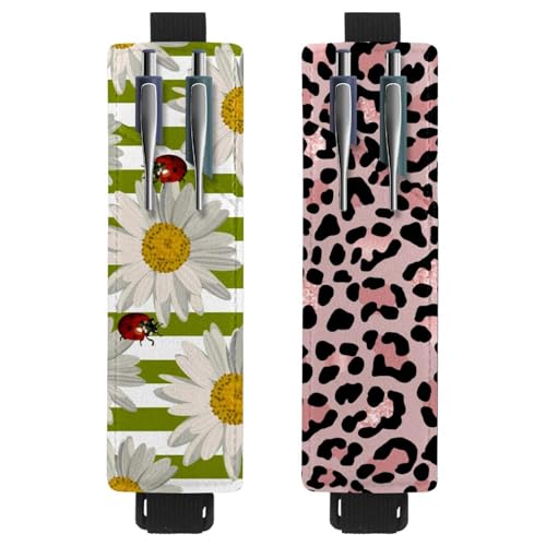 Eslifey Tragbarer Stifthalter, Garten-Muschel-Seestern-Stifthalter, Stifteetui für 2 oder 3 Stifte, verstellbares Gummiband, abnehmbar, 2 Stück, Mehrfarbig 12, 6.1x1.8in/15.4x4.6cm von Eslifey