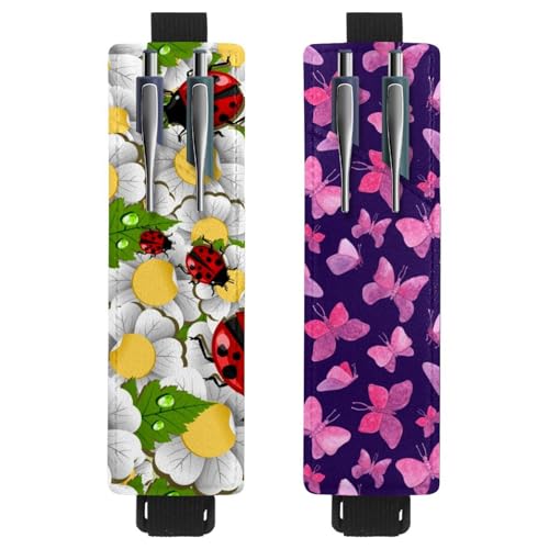 Eslifey Tragbarer Stifthalter, Garten-Muschel-Seestern-Stifthalter, Stifteetui für 2 oder 3 Stifte, verstellbares Gummiband, abnehmbar, 2 Stück, Mehrfarbig 13, 6.1x1.8in/15.4x4.6cm von Eslifey