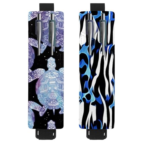 Eslifey Tragbarer Stifthalter, Garten-Muschel-Seestern-Stifthalter, Stifteetui für 2 oder 3 Stifte, verstellbares Gummiband, abnehmbar, 2 Stück, Mehrfarbig 2, 6.1x1.8in/15.4x4.6cm von Eslifey