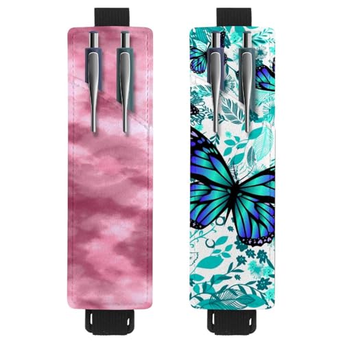 Eslifey Tragbarer Stifthalter, Garten-Muschel-Seestern-Stifthalter, Stifteetui für 2 oder 3 Stifte, verstellbares Gummiband, abnehmbar, 2 Stück, Multi 14, 6.1x1.8in/15.4x4.6cm von Eslifey