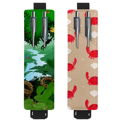 Eslifey Tragbarer Stifthalter, Giraffen-Stiftehalter, Stifteetui für 2 oder 3 Stifte, verstellbares Gummiband, abnehmbar, 2 Stück, Mehrfarbig 10, 6.1x1.8in/15.4x4.6cm von Eslifey