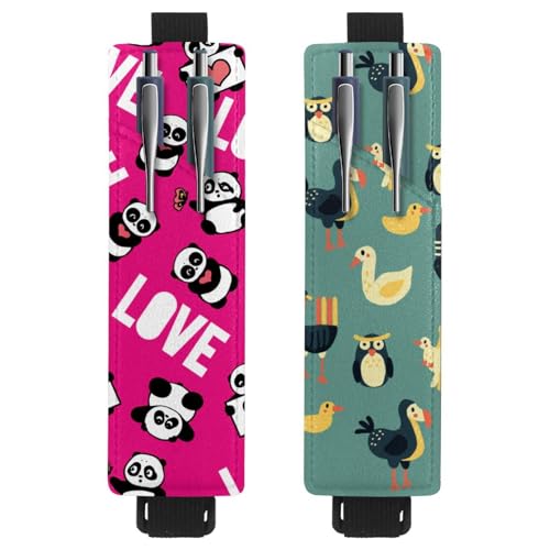 Eslifey Tragbarer Stifthalter, Giraffen-Stiftehalter, Stifteetui für 2 oder 3 Stifte, verstellbares Gummiband, abnehmbar, 2 Stück, Mehrfarbig 15, 6.1x1.8in/15.4x4.6cm von Eslifey