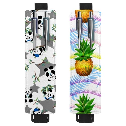 Eslifey Tragbarer Stifthalter, Krabbenblaues Meeresmuster, Stifteetui für 2 oder 3 Stifte, verstellbares Gummiband, abnehmbar, 2 Stück, Multi 14, 6.1x1.8in/15.4x4.6cm von Eslifey