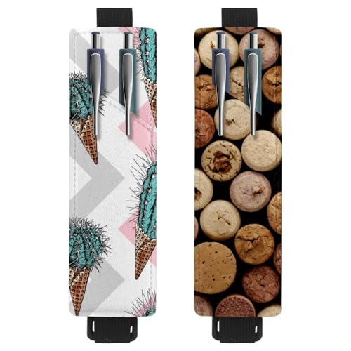 Eslifey Tragbarer Stifthalter, Retro-Blumenmuster, Stifthalter, Stifteetui für 2 oder 3 Stifte, verstellbares Gummiband, abnehmbar, 2 Stück, Mehrfarbig 10, 6.1x1.8in/15.4x4.6cm von Eslifey