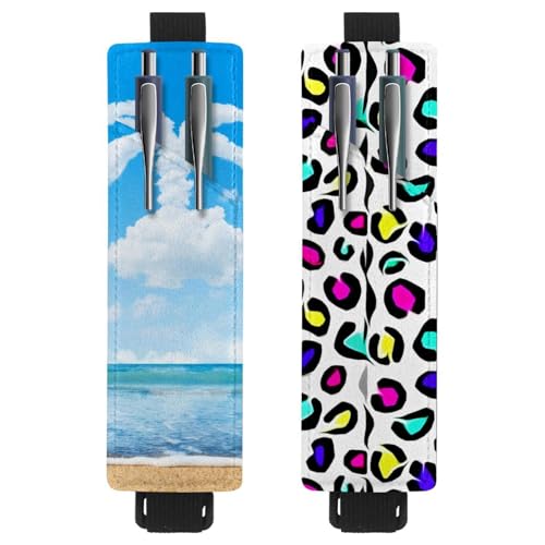 Eslifey Tragbarer Stifthalter, Strand-Muschel-Stiftehalter, Stifteetui für 2 oder 3 Stifte, verstellbares Gummiband, abnehmbar, 2 Stück, mehrfarbig 3, 6.1x1.8in/15.4x4.6cm von Eslifey