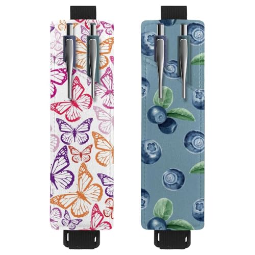 Eslifey Tragbarer Stifthalter, Wassermelonen-Streifenmuster, Stiftehalter, Stifteetui für 2 oder 3 Stifte, verstellbares Gummiband, abnehmbar, 2 Stück, Mehrfarbig 12, 6.1x1.8in/15.4x4.6cm von Eslifey