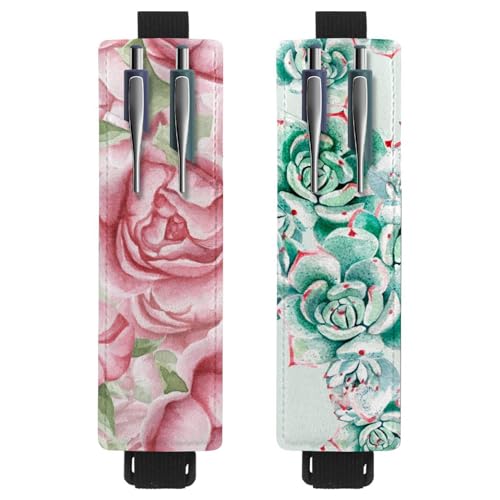 Eslifey Tragbarer Stifthalter, Wassermelonen-Streifenmuster, Stiftehalter, Stifteetui für 2 oder 3 Stifte, verstellbares Gummiband, abnehmbar, 2 Stück, Mehrfarbig 6, 6.1x1.8in/15.4x4.6cm von Eslifey