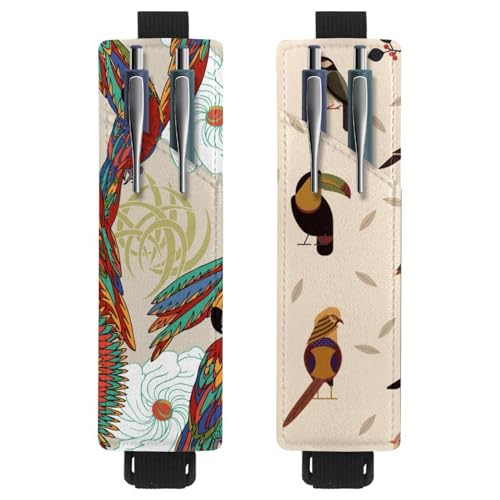 Eslifey Tragbarer Stifthalter, Weihnachts-Rentier, Weihnachtsmann-Stifthalter, Stifteetui für 2 oder 3 Stifte, verstellbares Gummiband, abnehmbar, 2 Stück, Mehrfabig 8, 6.1x1.8in/15.4x4.6cm von Eslifey