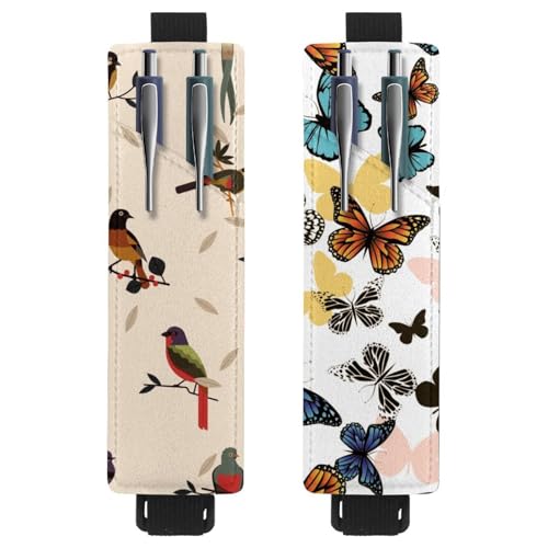 Eslifey Tragbarer Stifthalter, Weihnachts-Rentier, Weihnachtsmann-Stifthalter, Stifteetui für 2 oder 3 Stifte, verstellbares Gummiband, abnehmbar, 2 Stück, Mehrfarbig 10, 6.1x1.8in/15.4x4.6cm von Eslifey