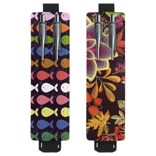 Eslifey Tragbarer Stifthalter, Weihnachts-Rentier, Weihnachtsmann-Stifthalter, Stifteetui für 2 oder 3 Stifte, verstellbares Gummiband, abnehmbar, 2 Stück, Mehrfarbig 12, 6.1x1.8in/15.4x4.6cm von Eslifey