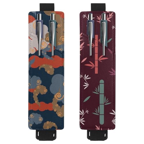 Eslifey Tragbarer Stifthalter, Weihnachts-Rentier, Weihnachtsmann-Stifthalter, Stifteetui für 2 oder 3 Stifte, verstellbares Gummiband, abnehmbar, 2 Stück, Mehrfarbig 2, 6.1x1.8in/15.4x4.6cm von Eslifey