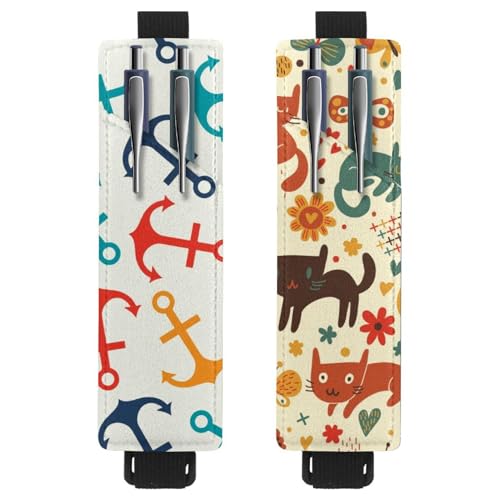 Eslifey Tragbarer Stifthalter, Weihnachts-Rentier, Weihnachtsmann-Stifthalter, Stifteetui für 2 oder 3 Stifte, verstellbares Gummiband, abnehmbar, 2 Stück, Mehrfarbig 6, 6.1x1.8in/15.4x4.6cm von Eslifey