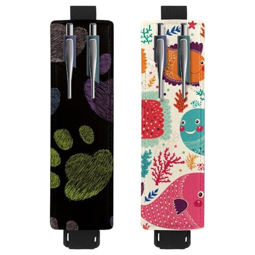 Eslifey Tragbarer Stifthalter, Weihnachts-Rentier, Weihnachtsmann-Stifthalter, Stifteetui für 2 oder 3 Stifte, verstellbares Gummiband, abnehmbar, 2 Stück, Multi 11, 6.1x1.8in/15.4x4.6cm von Eslifey