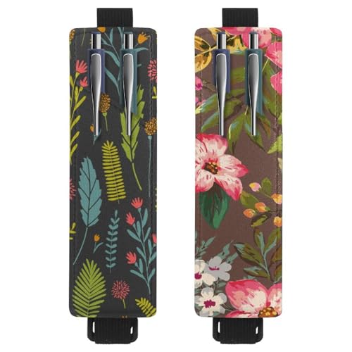 Eslifey Tragbarer Stifthalter, Weihnachts-Rentier, Weihnachtsmann-Stifthalter, Stifteetui für 2 oder 3 Stifte, verstellbares Gummiband, abnehmbar, 2 Stück, Multi 14, 6.1x1.8in/15.4x4.6cm von Eslifey