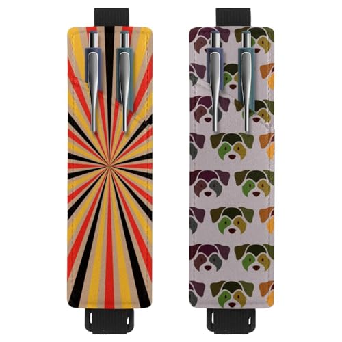 Eslifey Tragbarer Stifthalter, Weihnachts-Rentier, Weihnachtsmann-Stifthalter, Stifteetui für 2 oder 3 Stifte, verstellbares Gummiband, abnehmbar, 2 Stück, mehrfarbig 3, 6.1x1.8in/15.4x4.6cm von Eslifey