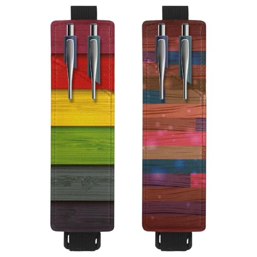 Eslifey Tragbarer Stifthalter, Weihnachts-Rentier, Weihnachtsmann-Stifthalter, Stifteetui für 2 oder 3 Stifte, verstellbares Gummiband, abnehmbar, 2 Stück, mehrfarbig 5, 6.1x1.8in/15.4x4.6cm von Eslifey