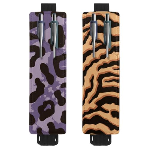 Eslifey Tragbarer Stifthalter, abstraktes Oktopus-Meeresleben-Illustrationsmuster, Stifthalter, Stifteetui für 2 oder 3 Stifte, verstellbares Gummiband, abnehmbar, 2 Stück, Mehrfarbig 10, 6.1x1.8in von Eslifey