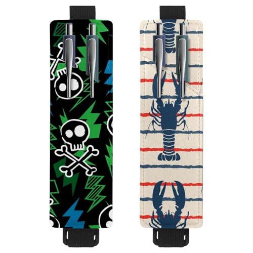 Eslifey Tragbarer Stifthalter, abstraktes geometrisches buntes Blumenmuster, Stifthalter, Stifteetui für 2 oder 3 Stifte, verstellbares Gummiband, abnehmbar, 2 Stück, Multi 14, 6.1x1.8in/15.4x4.6cm von Eslifey