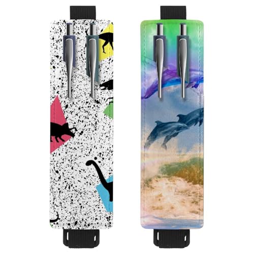 Eslifey Tragbarer Stifthalter, blaue Wasseroberfläche, Stifthalter, Stifteetui für 2 oder 3 Stifte, verstellbares Gummiband, abnehmbar, 2 Stück, Mehrfarbig 13, 6.1x1.8in/15.4x4.6cm von Eslifey